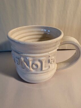 Magnolia Cream White Embossed Ceramic Mug